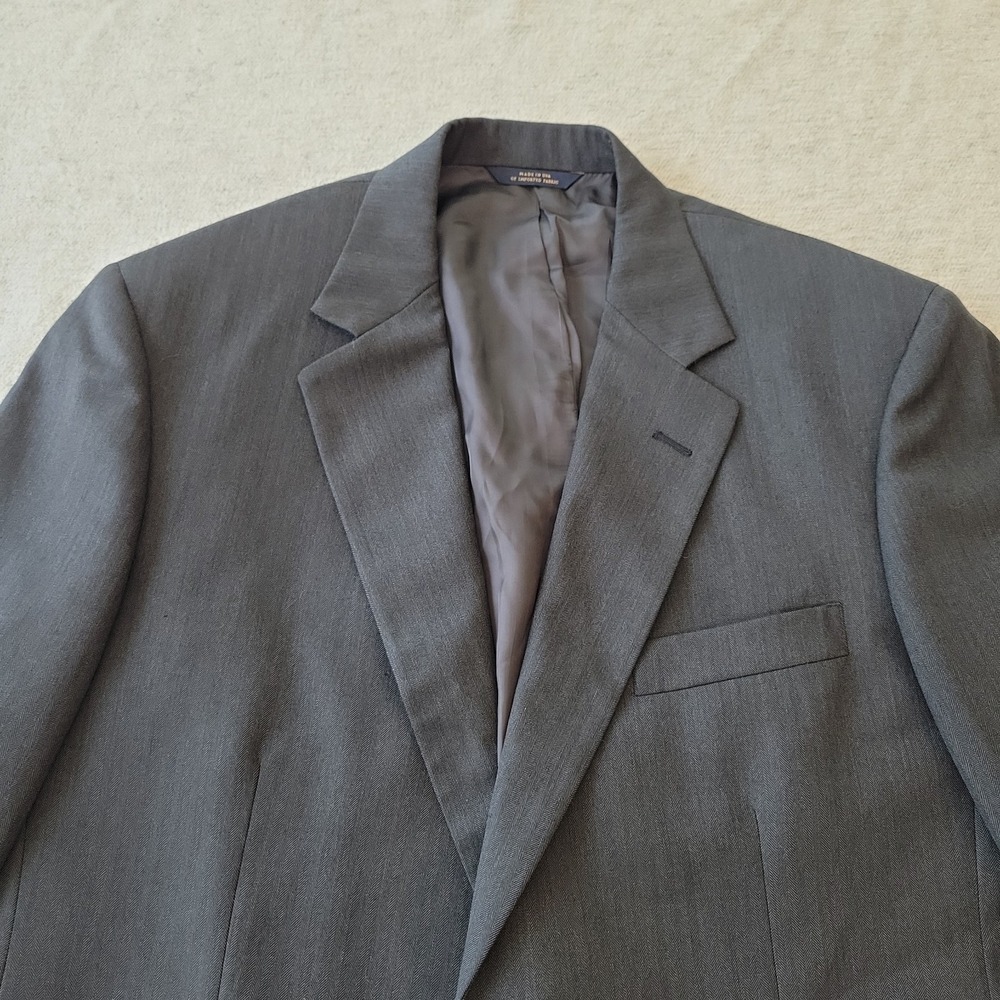 Brooks Brothers Jacket Mens 42R Saxxon Wool Madison Gray Herringbone Made in USA - Picture 2 of 13